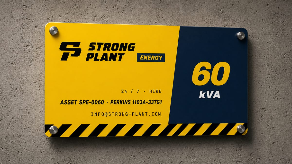Strong Plant asset nameplate — HSE & compliance markings